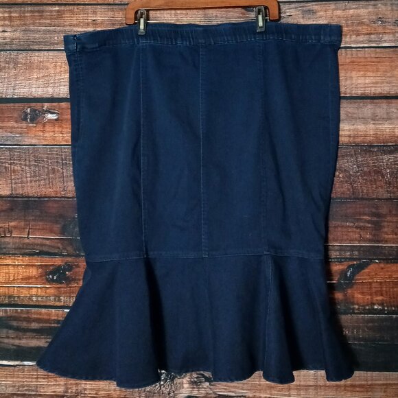 Catherines Curvy Collection Jean Skirt Plus Size 28W Indigo Denim Flounce Flare - Picture 2 of 5
